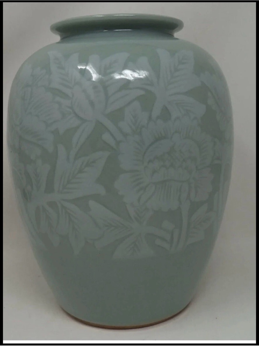 10” Asian Green Celadon Vase
